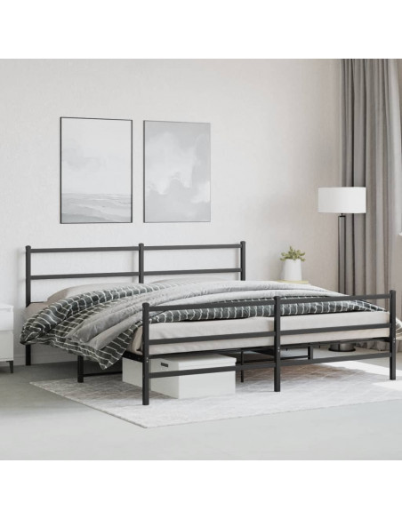 Giroletto con Testiera e Pediera Metallo Nero 193x203 cm