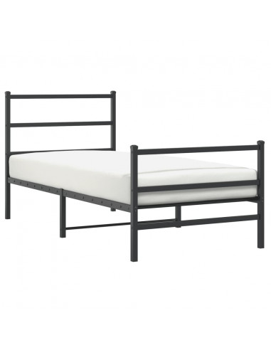 Giroletto con Testiera e Pediera Metallo Nero 90x190 cm