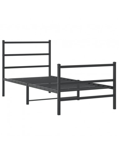 Giroletto con Testiera e Pediera Metallo Nero 90x190 cm