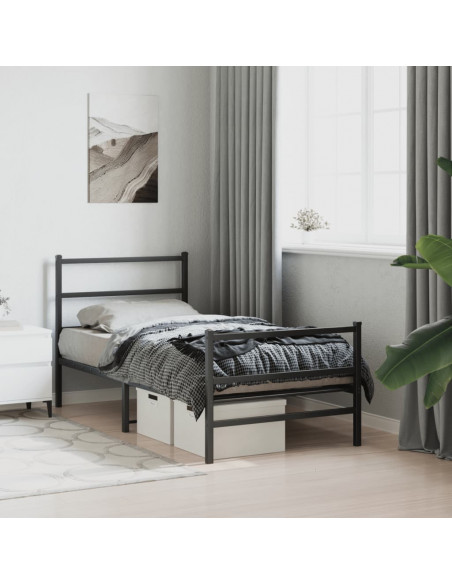 Giroletto con Testiera e Pediera Metallo Nero 90x190 cm