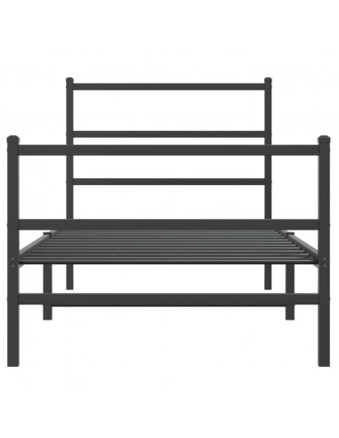 Giroletto con Testiera e Pediera Metallo Nero 90x190 cm