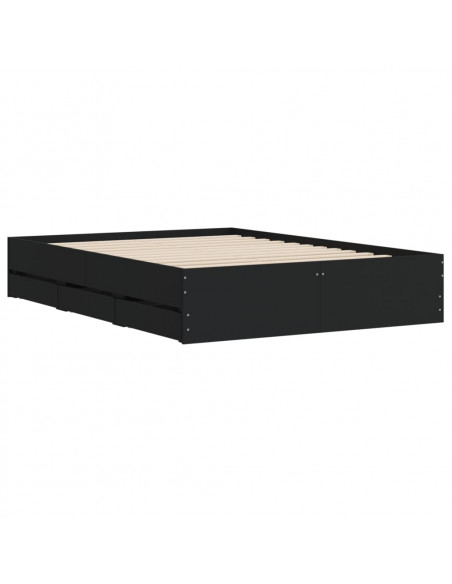 Giroletto con Cassetti Nero 120x200 cm in Legno Multistrato