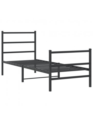 Giroletto con Testiera e Pediera Metallo Nero 75x190 cm