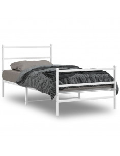 Giroletto con Testiera e Pediera Metallo Bianco 107x203 cm 2