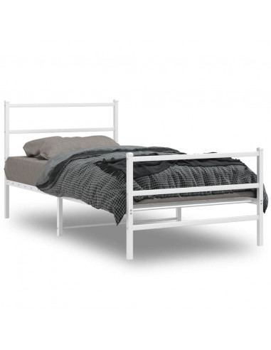 Giroletto con Testiera e Pediera Metallo Bianco 107x203 cm