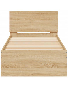 Giroletto con Testiera e LED Rovere Sonoma 90x200 cm 2