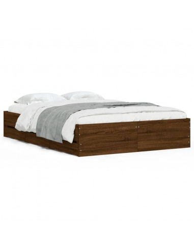 Giroletto Cassetti Rovere Marrone 120x200 cm Legno Multistrato