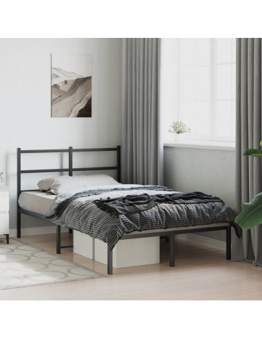 Giroletto con Testiera in Metallo Nero 120x190 cm