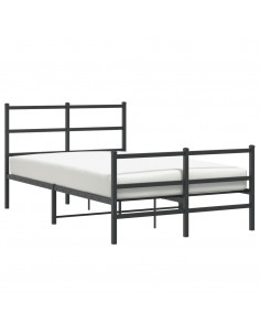 Giroletto con Testiera e Pediera Metallo Nero 120x200 cm 2