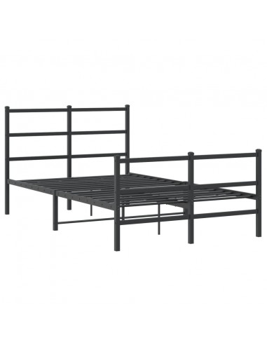 Giroletto con Testiera e Pediera Metallo Nero 120x200 cm