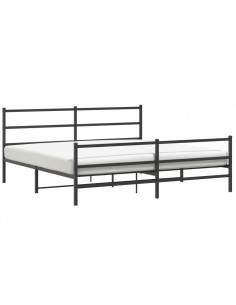 Giroletto con Testiera e Pediera Metallo Nero 183x213 cm 2