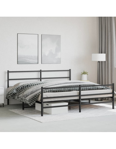 Giroletto con Testiera e Pediera Metallo Nero 183x213 cm