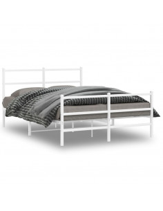 Giroletto con Testiera e Pediera Metallo Bianco 140x190 cm 2