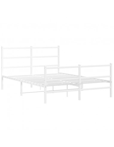 Giroletto con Testiera e Pediera Metallo Bianco 140x190 cm