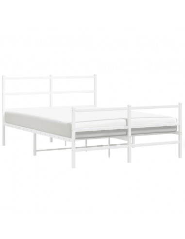 Giroletto con Testiera e Pediera Metallo Bianco 140x190 cm