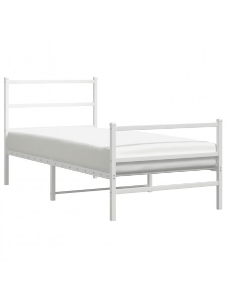 Giroletto con Testiera e Pediera Metallo Bianco 90x190 cm