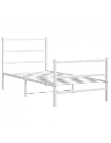 Giroletto con Testiera e Pediera Metallo Bianco 90x190 cm