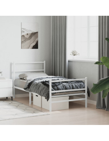 Giroletto con Testiera e Pediera Metallo Bianco 90x190 cm