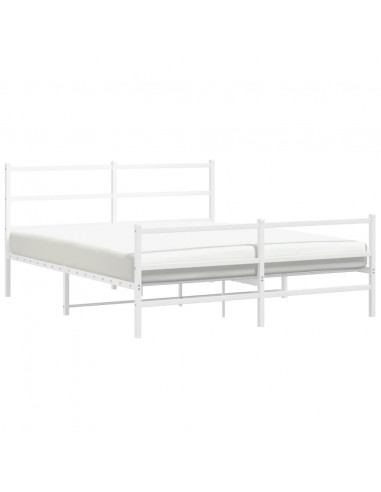 Giroletto con Testiera e Pediera Metallo Bianco 150x200 cm