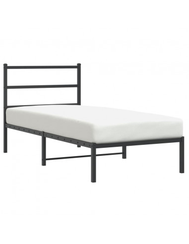 Giroletto con Testiera in Metallo Nero 90x200 cm