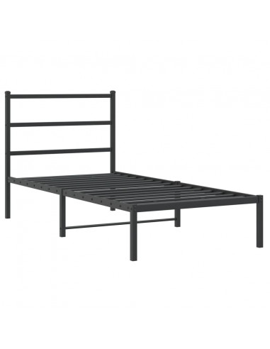 Giroletto con Testiera in Metallo Nero 90x200 cm