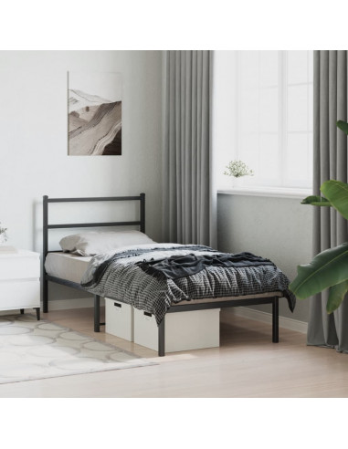 Giroletto con Testiera in Metallo Nero 90x200 cm