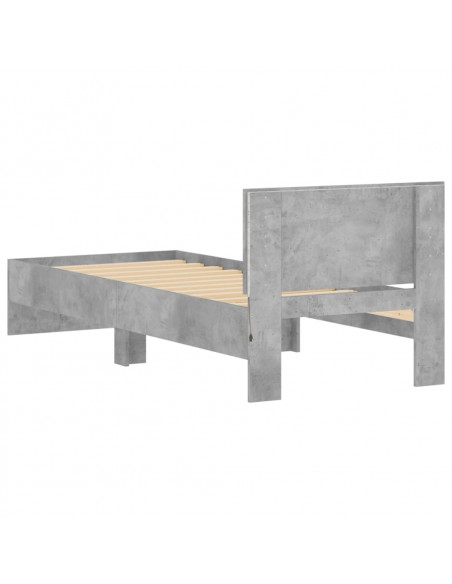 Giroletto con Testiera e LED Grigio Cemento 90x200 cm