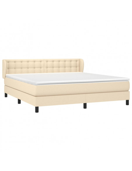 Giroletto a Molle con Materasso Crema 160x200 cm in Tessuto