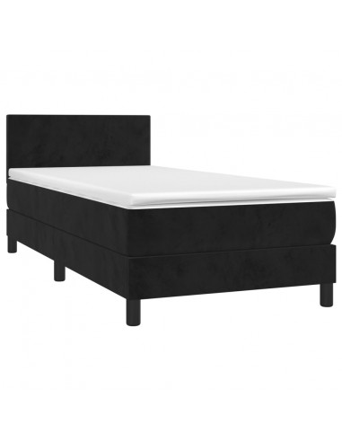 Letto a Molle con Materasso e LED Nero 80x200 cm in Velluto