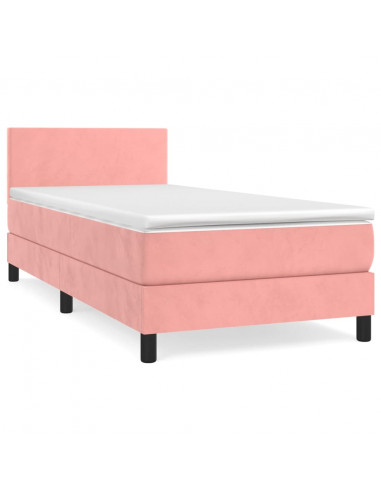 Giroletto a Molle con Materasso Rosa 80x200 cm in Velluto