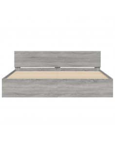 Giroletto con Testiera e LED Grigio Sonoma 180x200 cm 2