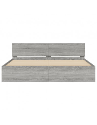 Giroletto con Testiera e LED Grigio Sonoma 180x200 cm