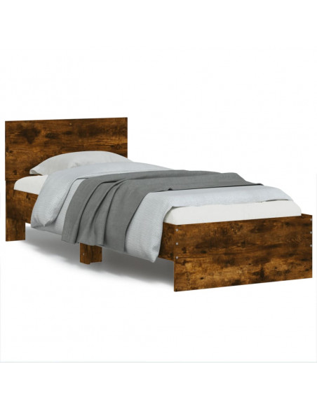Giroletto con Testiera Rovere Fumo 90x200 cm Legno Multistrato