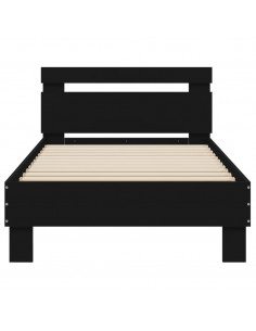 Giroletto con Testiera e LED Nero 75x190 cm 2