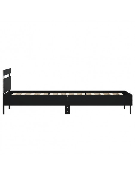 Giroletto con Testiera e LED Nero 75x190 cm