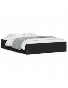 Giroletto con Cassetti Nero 140x190 cm in Legno Multistrato 2