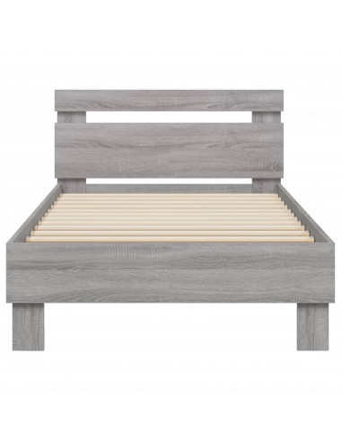 Giroletto con Testiera e LED Grigio Sonoma 90x190 cm