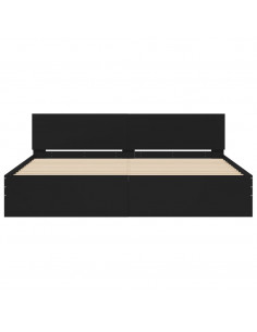 Giroletto con Testiera e LED Nero 180x200 cm 2