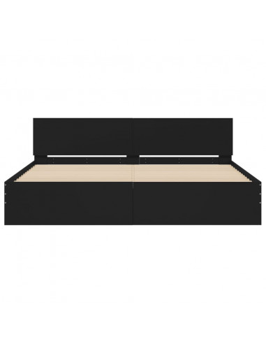 Giroletto con Testiera e LED Nero 180x200 cm