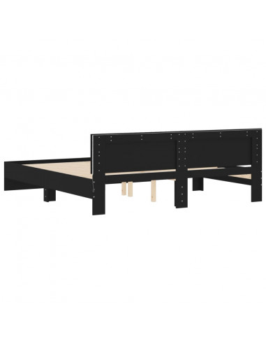 Giroletto con Testiera e LED Nero 180x200 cm