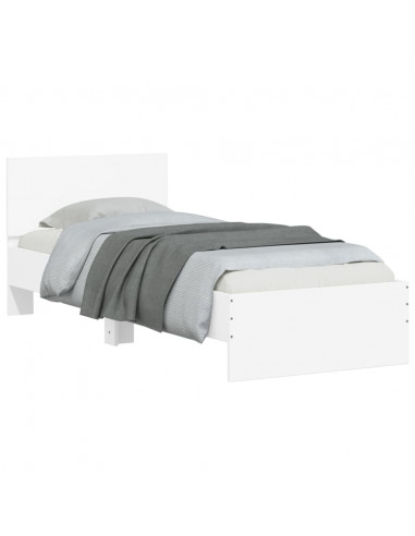 Giroletto con Testiera Bianco 90x200 cm in Legno Multistrato