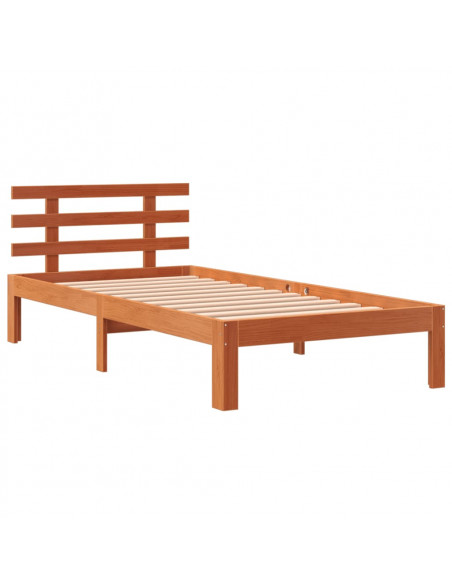 Giroletto con Testiera Marrone Cera 90x200 cm Massello Pino