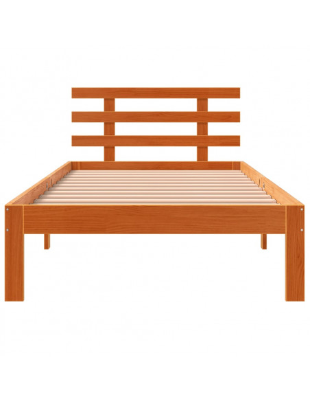 Giroletto con Testiera Marrone Cera 90x200 cm Massello Pino