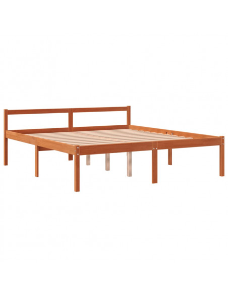 Letto per Anziani Marrone Cera 150x200cm Legno Massello di Pino