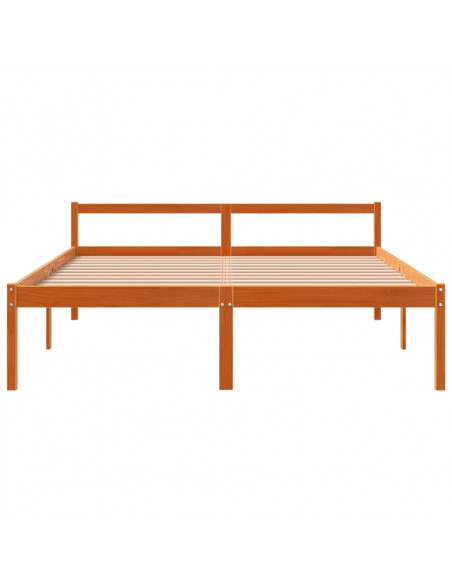 Letto per Anziani Marrone Cera 150x200cm Legno Massello di Pino
