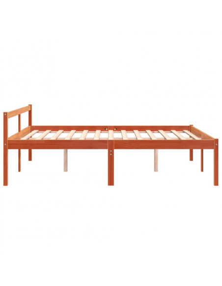 Letto per Anziani Marrone Cera 150x200cm Legno Massello di Pino