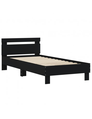 Giroletto con Testiera Nero 75x190 cm in Legno Multistrato