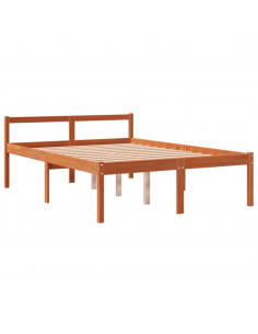 Letto per Anziani Marrone Cera 140x190 cm Legno Massello Pino 2