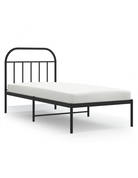 Giroletto con Testiera in Metallo Nero 80x200 cm