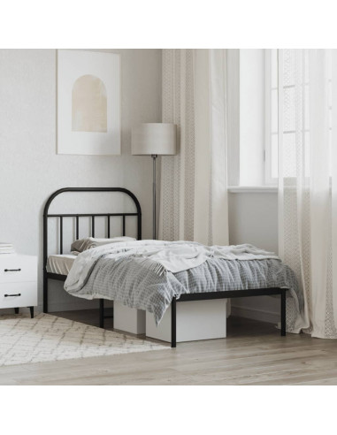 Giroletto con Testiera in Metallo Nero 80x200 cm